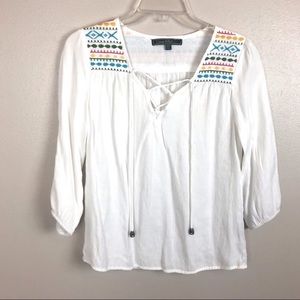 Love Stitch embroidered peasant style boho top